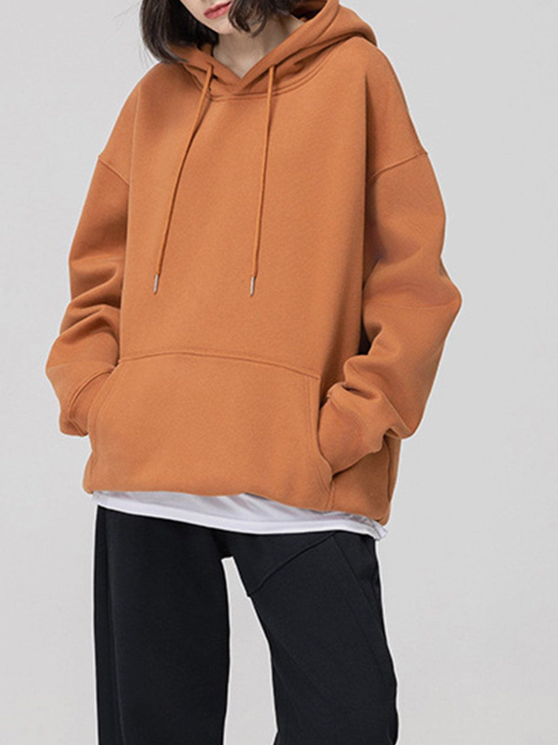 Ellesey - Solid Color Drawstring Hoodie- Streetwear Fashion - ellesey.com