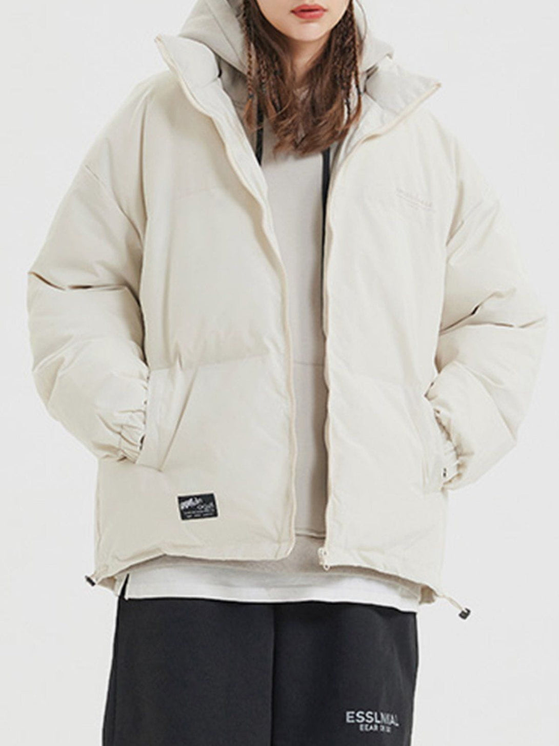 Ellesey - Solid Color Drawstring Winter Coat-Streetwear Fashion - ellesey.com