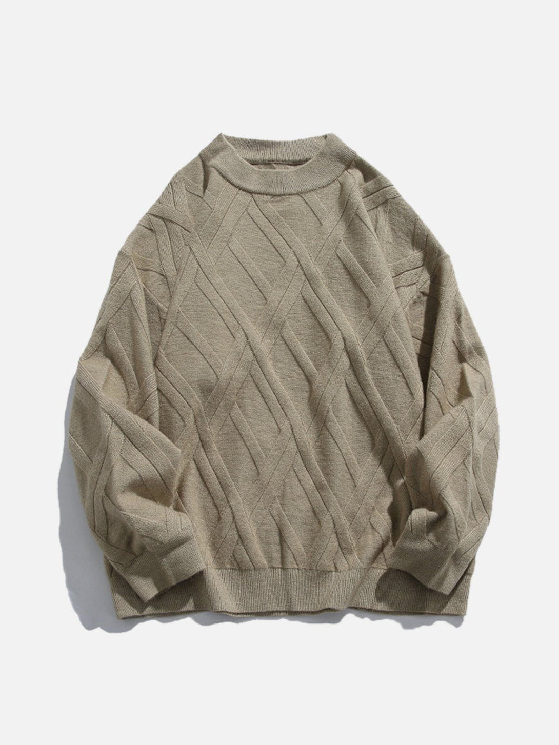 Ellesey - Solid Color Jacquard Knit Sweater-Streetwear Fashion - ellesey.com