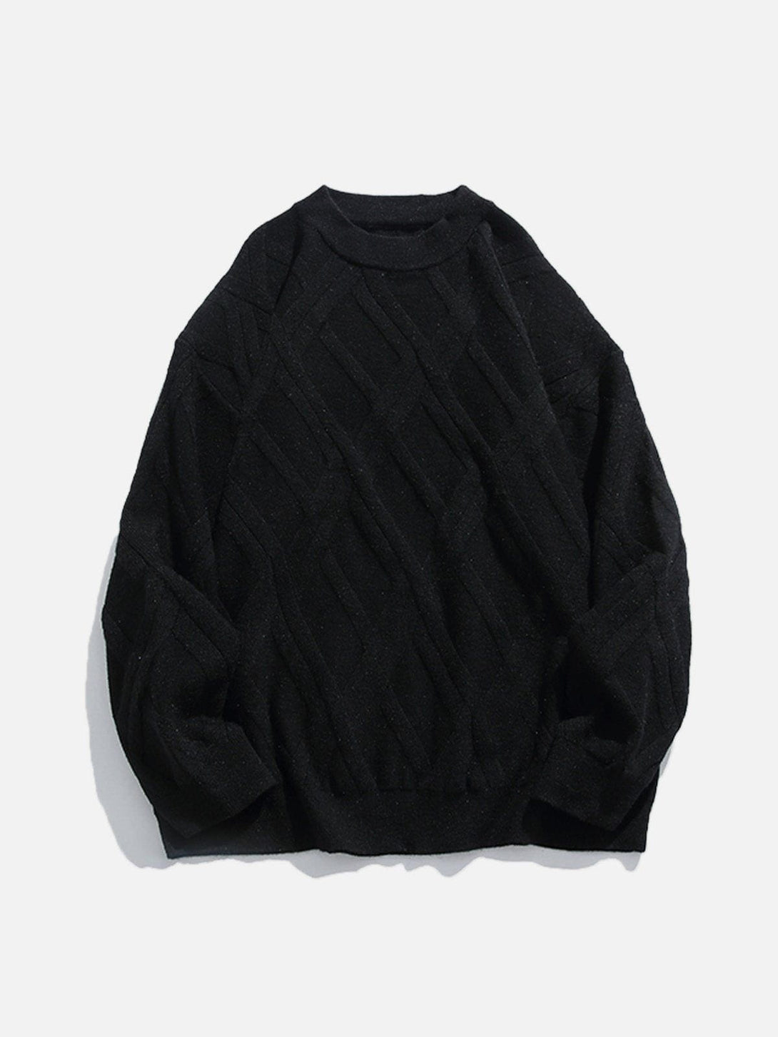 Ellesey - Solid Color Jacquard Knit Sweater-Streetwear Fashion - ellesey.com