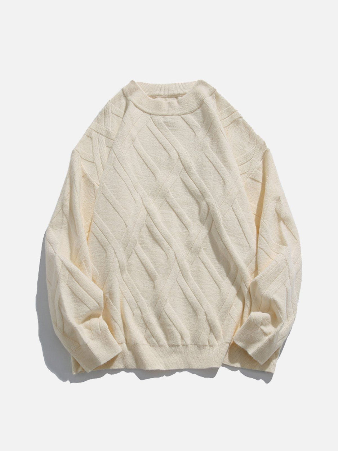 Ellesey - Solid Color Jacquard Knit Sweater-Streetwear Fashion - ellesey.com