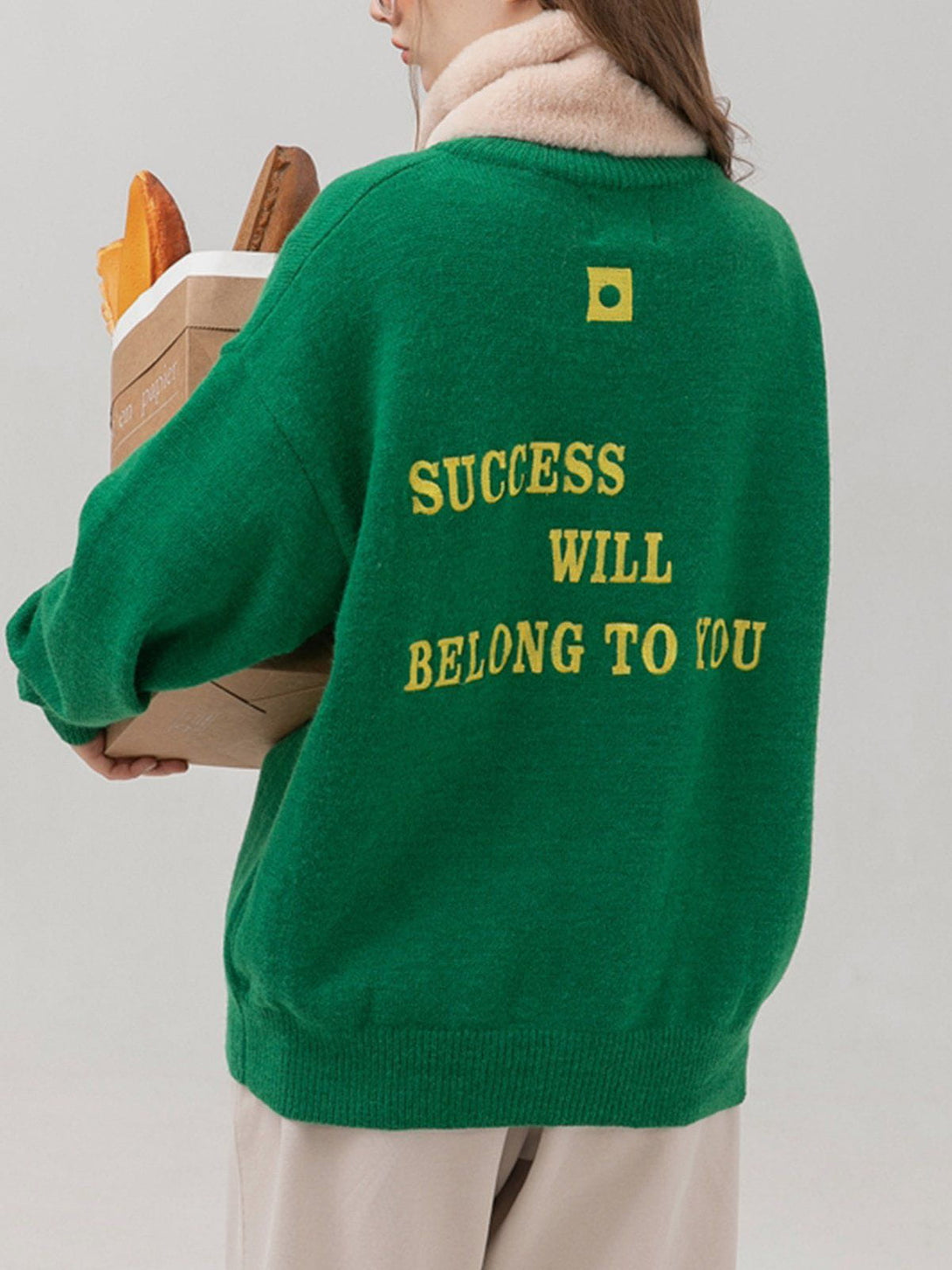 Ellesey - Solid Color Letter Embroidery Cardigan-Streetwear Fashion - ellesey.com