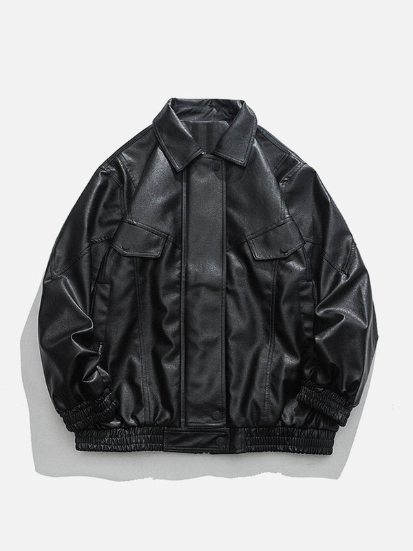 Ellesey - Solid Color PU Jacket- Streetwear Fashion - ellesey.com