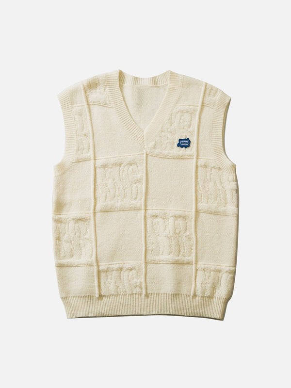 Ellesey - Solid Color Plaid Sweater Vest-Streetwear Fashion - ellesey.com