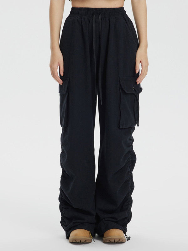 Ellesey - Solid Colour Loose Fitting Cargo Pants- Streetwear Fashion - ellesey.com