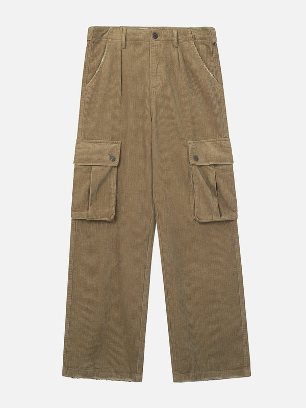 Ellesey - Solid Corduroy Multi Pocket Cargo Pants- Streetwear Fashion - ellesey.com