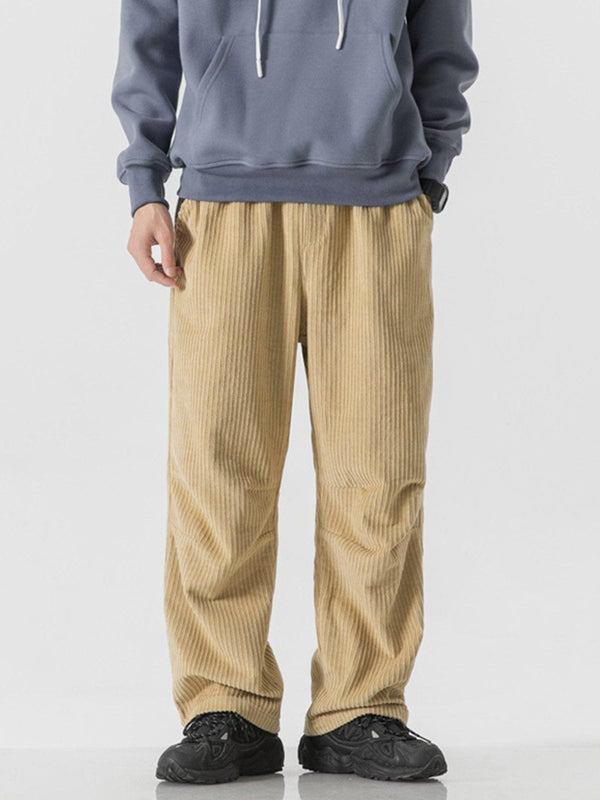 Ellesey - Solid Corduroy Straight Pants- Streetwear Fashion - ellesey.com