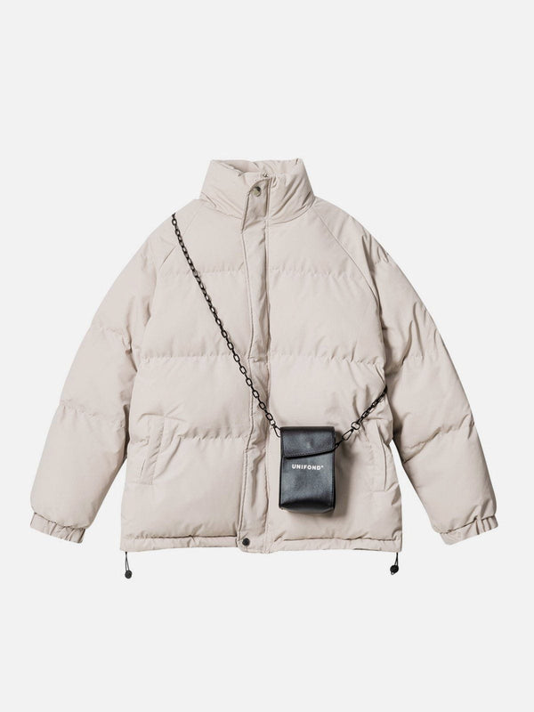 Ellesey - Solid Detachable Satchel Winter Coat-Streetwear Fashion - ellesey.com