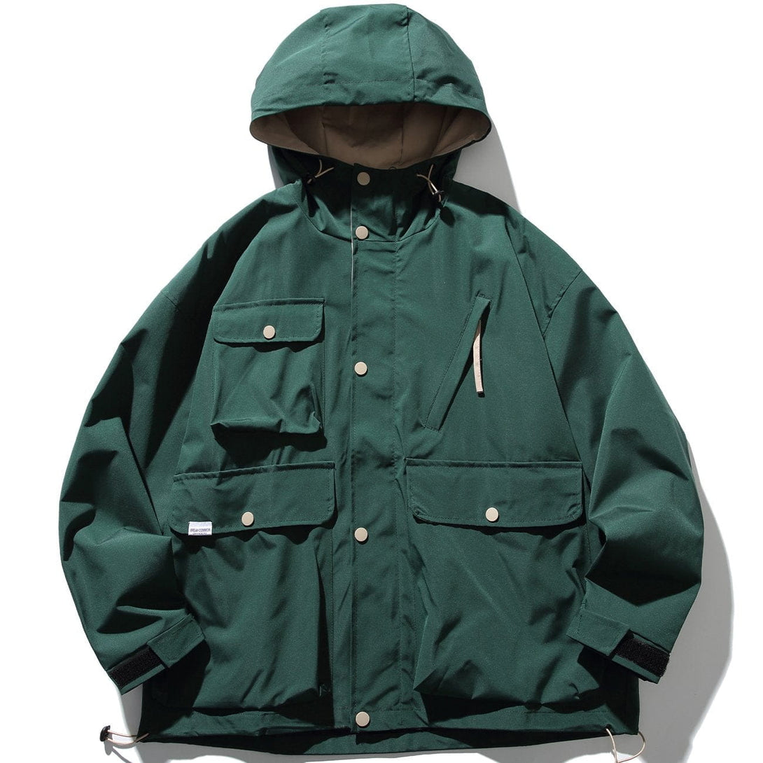 Ellesey - Solid Multi-pocket Cargo Hooded Jacket- Streetwear Fashion - ellesey.com