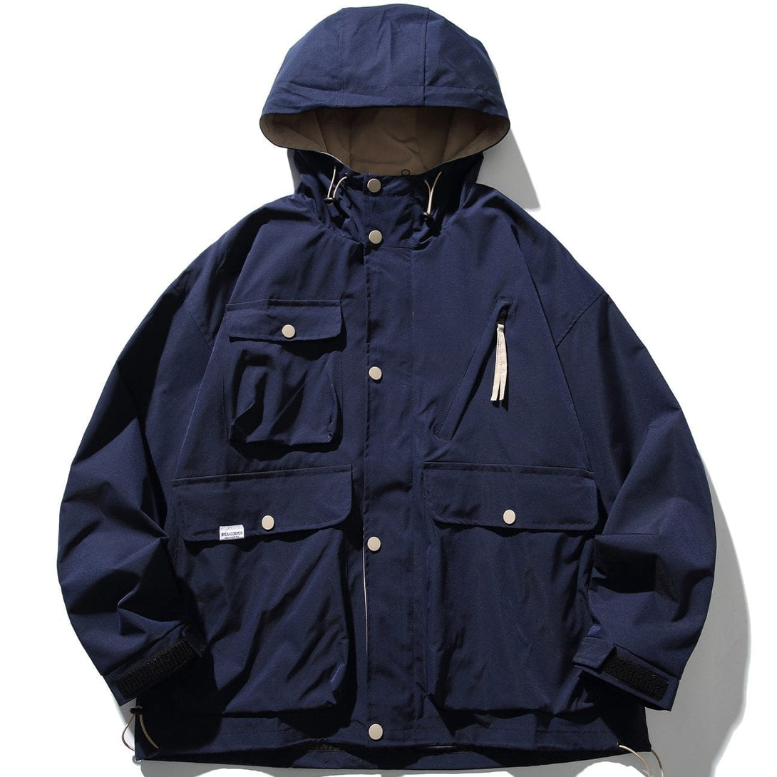 Ellesey - Solid Multi-pocket Cargo Hooded Jacket- Streetwear Fashion - ellesey.com