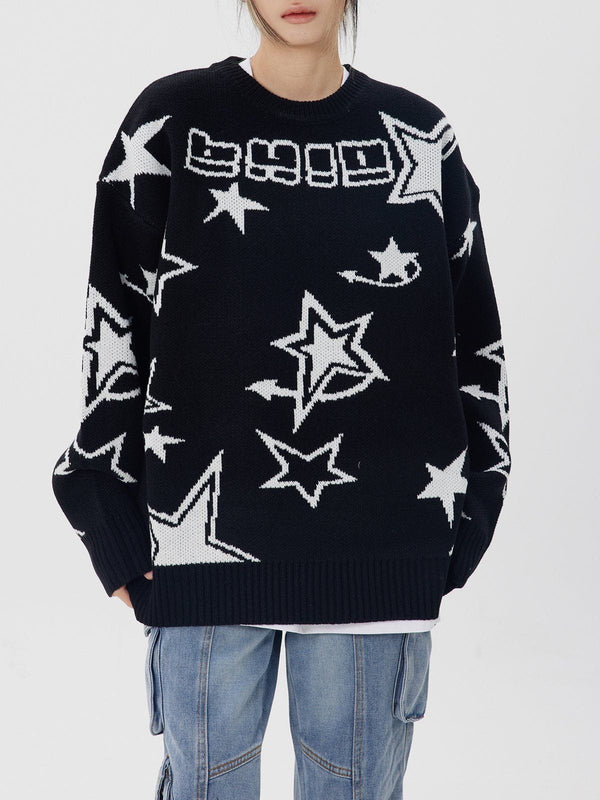 Ellesey - Star Clash Embroidery Sweater-Streetwear Fashion - ellesey.com