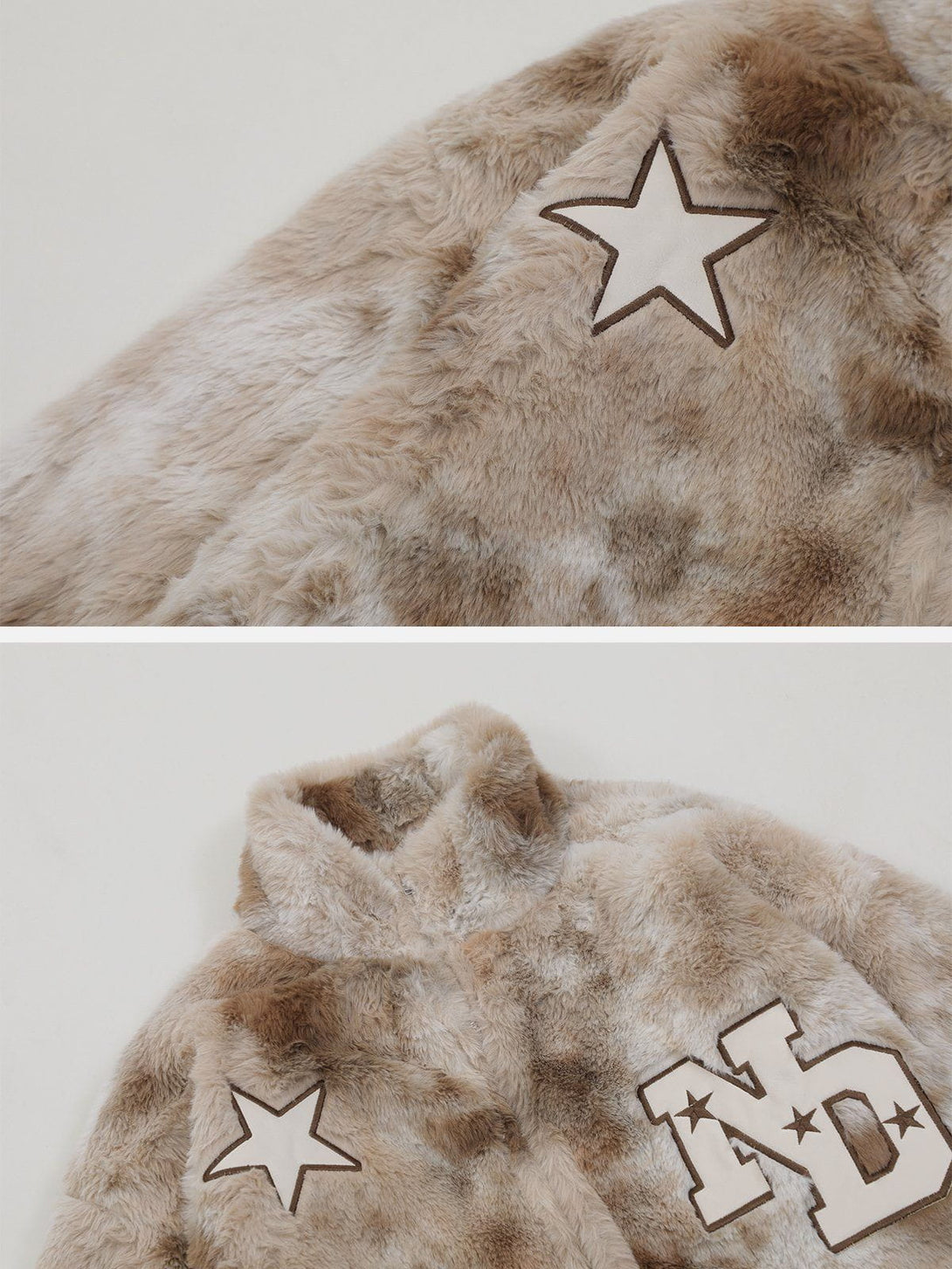 Ellesey - Star Embroidered Plush Winter Coat-Streetwear Fashion - ellesey.com