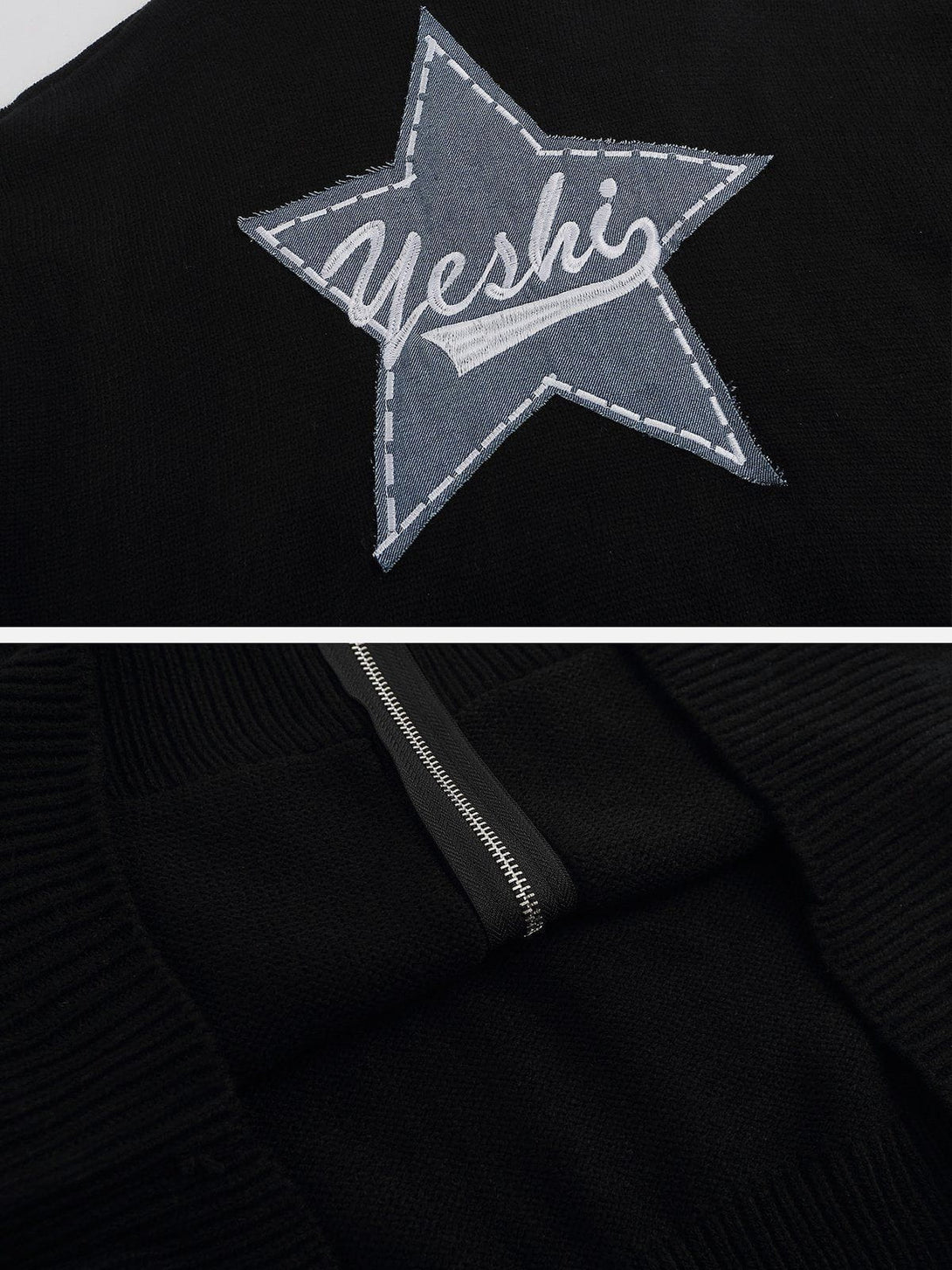 Ellesey - Star Embroidery Patchwork Hoodie- Streetwear Fashion - ellesey.com