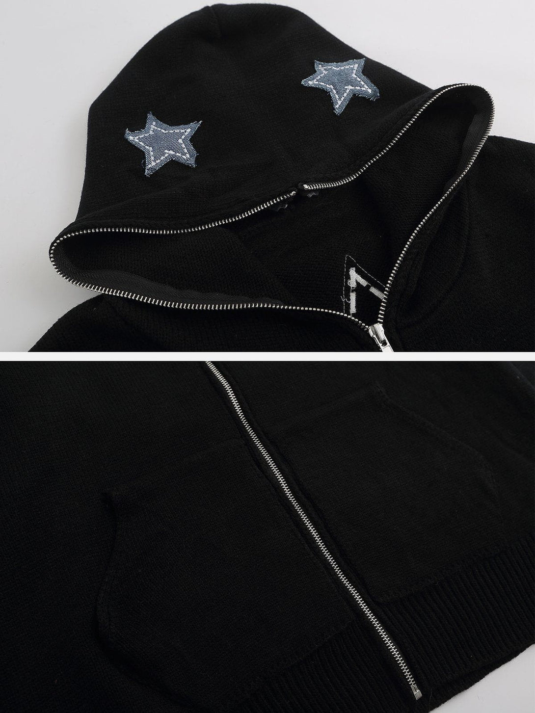 Ellesey - Star Embroidery Patchwork Hoodie- Streetwear Fashion - ellesey.com