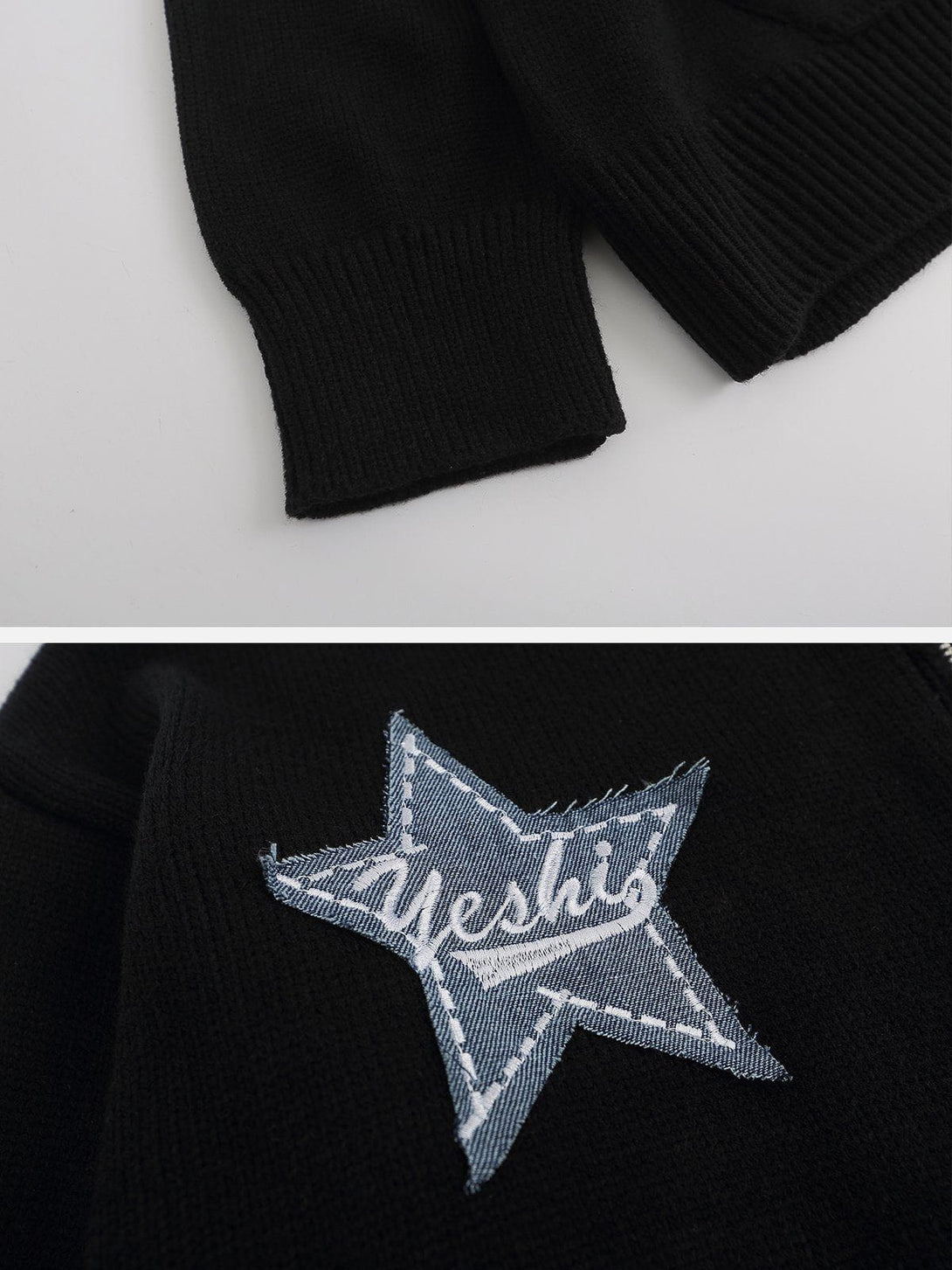 Ellesey - Star Embroidery Patchwork Hoodie- Streetwear Fashion - ellesey.com