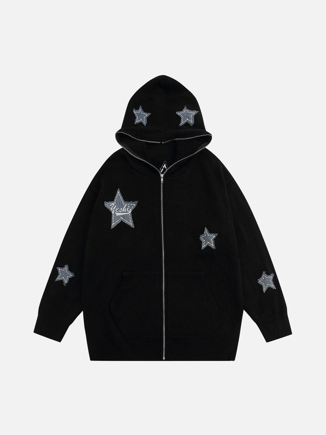 Ellesey - Star Embroidery Patchwork Hoodie- Streetwear Fashion - ellesey.com