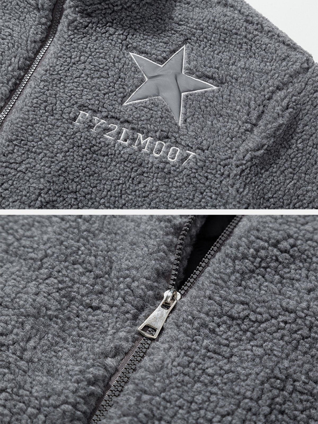 Ellesey - Star Embroidery Sherpa Coat-Streetwear Fashion - ellesey.com