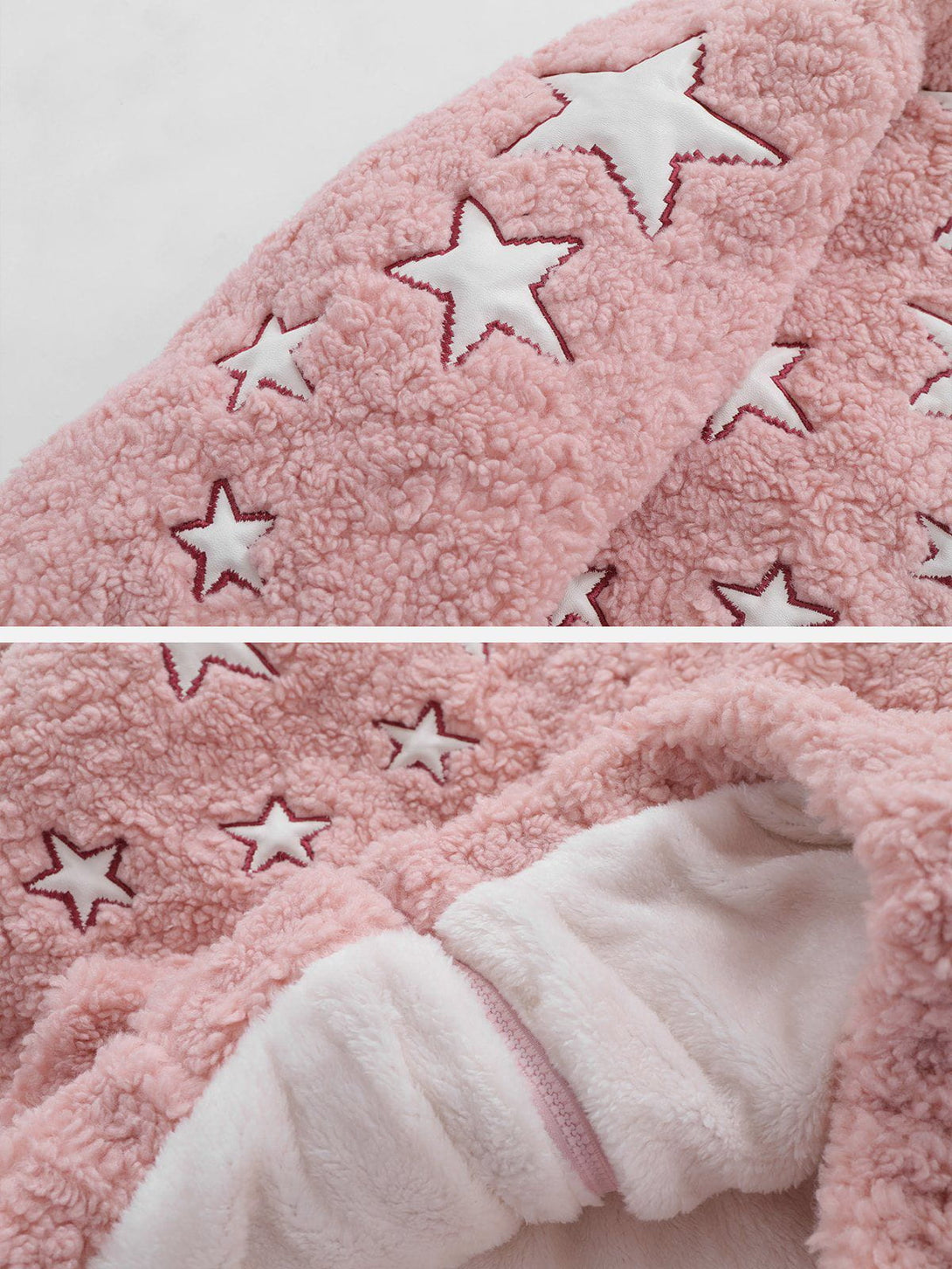 Ellesey - Star Embroidery Sherpa Coat-Streetwear Fashion - ellesey.com