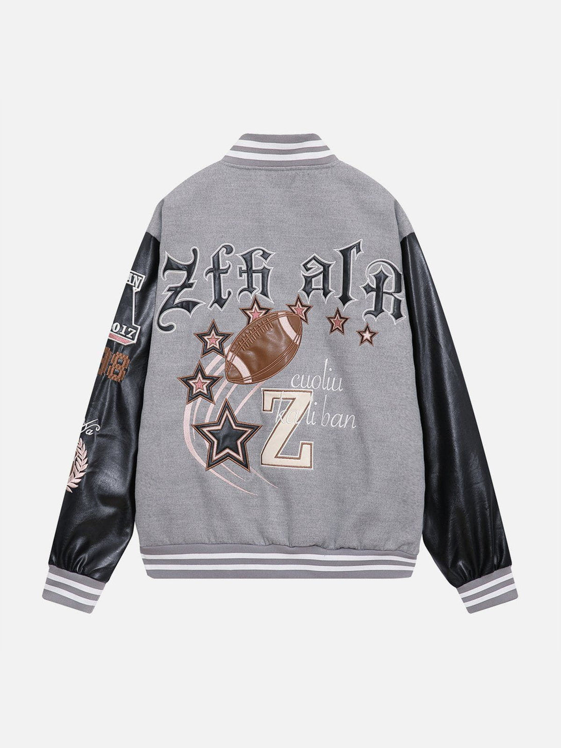 Ellesey - Star Letter Patch Varsity Jacket- Streetwear Fashion - ellesey.com