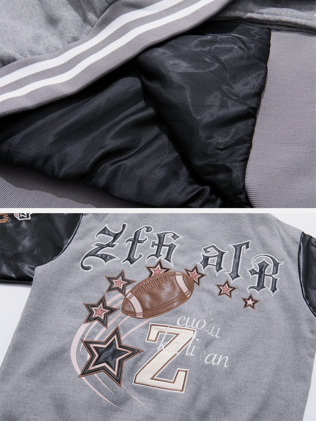 Ellesey - Star Letter Patch Varsity Jacket- Streetwear Fashion - ellesey.com