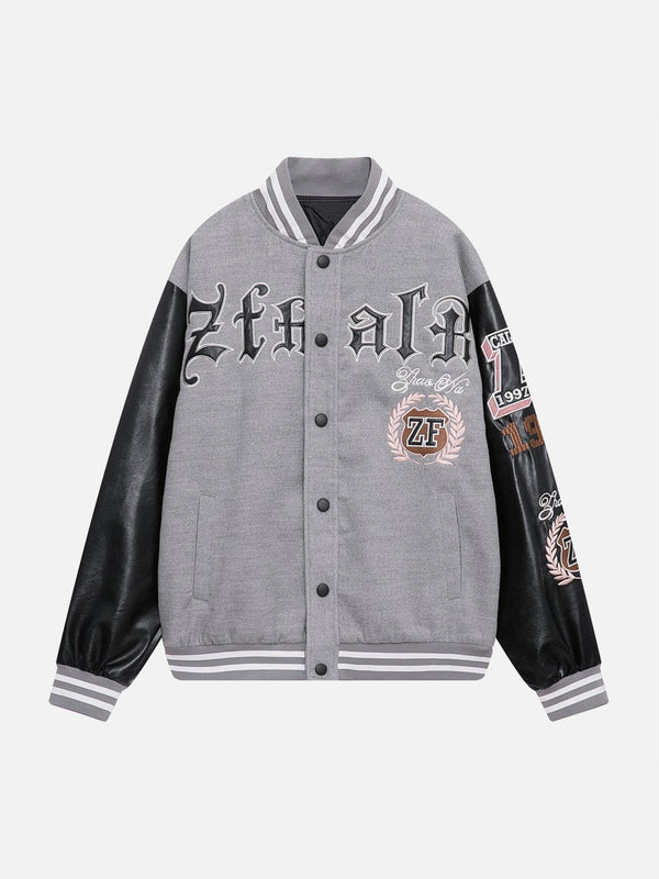 Ellesey - Star Letter Patch Varsity Jacket- Streetwear Fashion - ellesey.com