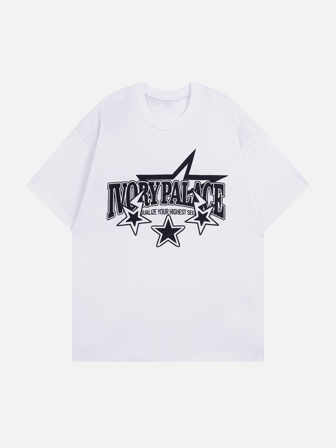 Ellesey - Star Letter Print Solid Tee- Streetwear Fashion - ellesey.com