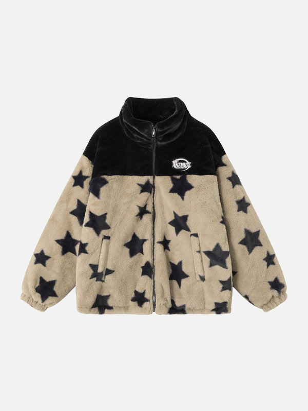 Ellesey - Star Panel Sherpa Winter Coat-Streetwear Fashion - ellesey.com