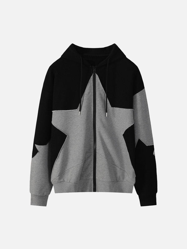 Ellesey - Star Print ZIP UP Hoodie- Streetwear Fashion - ellesey.com