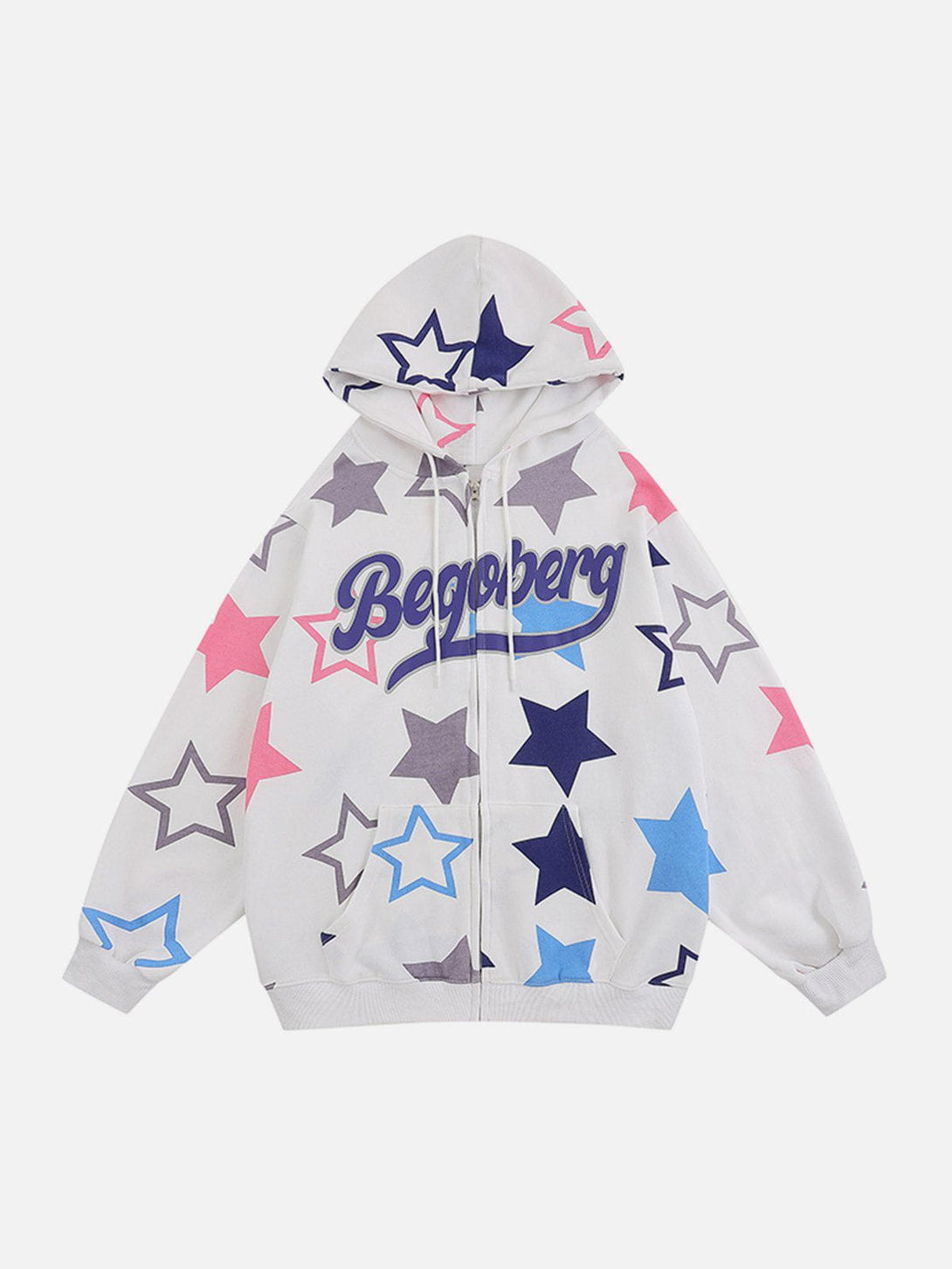 Ellesey - Star Print Zipper Hoodie- Streetwear Fashion - ellesey.com