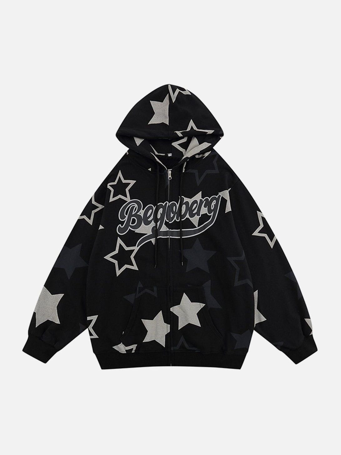 Ellesey - Star Print Zipper Hoodie- Streetwear Fashion - ellesey.com