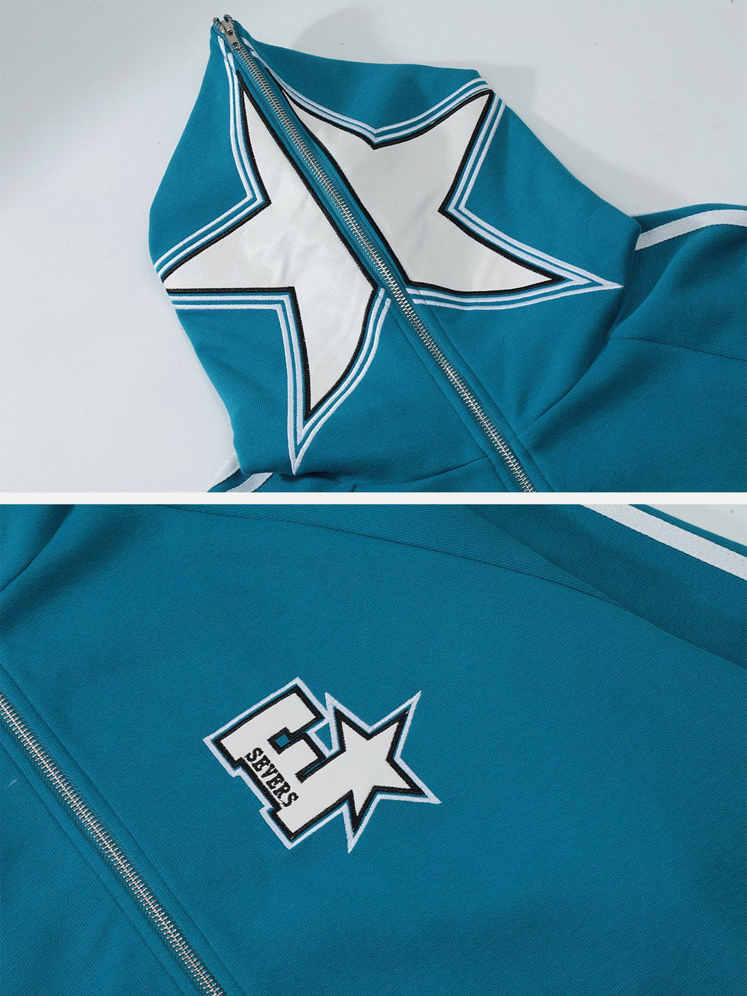 Ellesey - Star Print Zipper Hoodie- Streetwear Fashion - ellesey.com