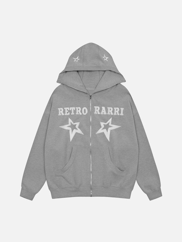 Ellesey - Star Print Zipper Hoodie- Streetwear Fashion - ellesey.com