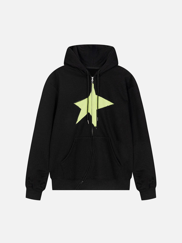 Ellesey - Star Quilting Zipped Hoodie- Streetwear Fashion - ellesey.com