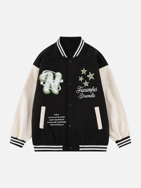 Ellesey - Star Surround Letters Varsity Jacket- Streetwear Fashion - ellesey.com