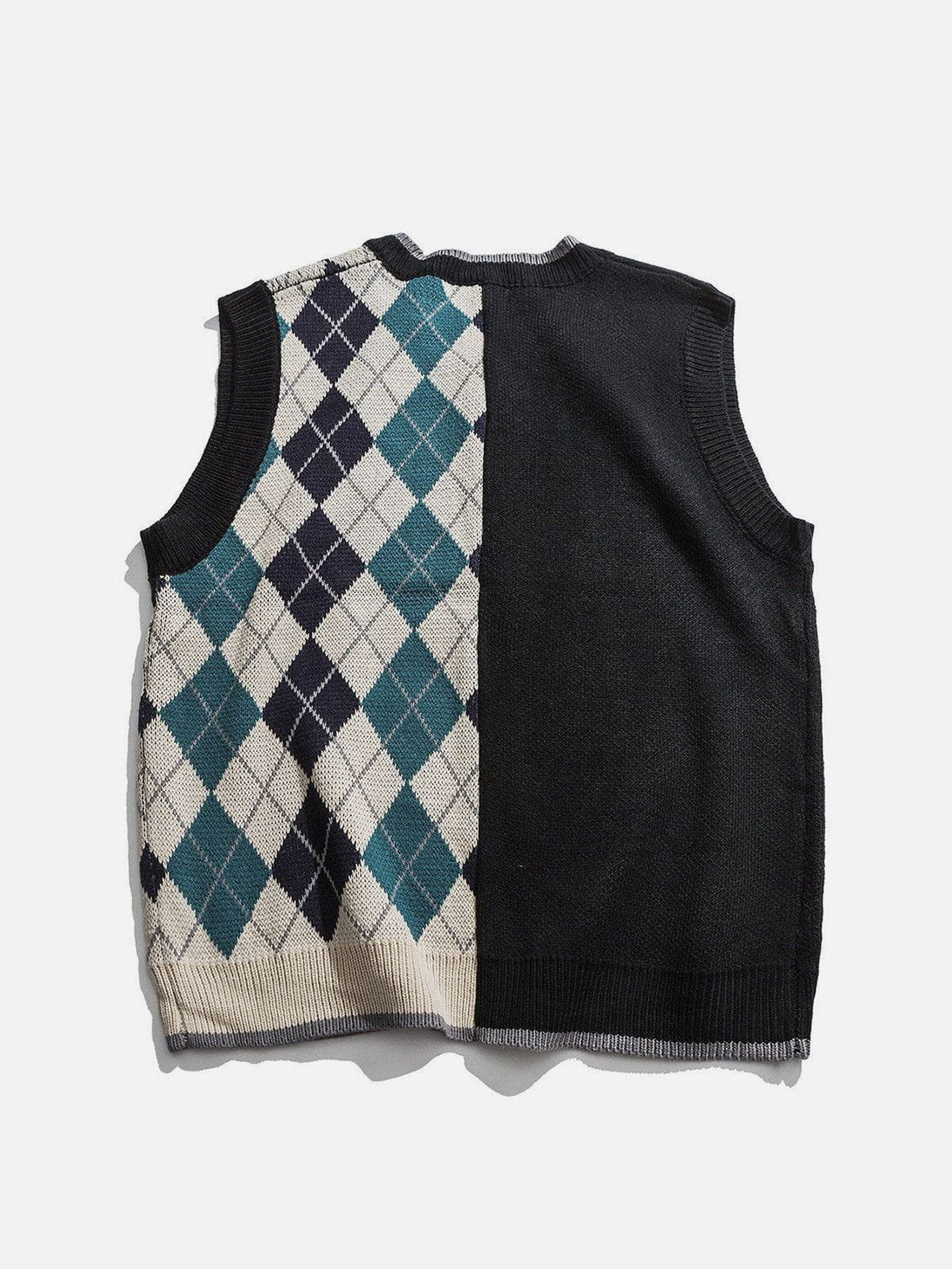 Ellesey - Stitching Diamond Pattern Sweater Vest-Streetwear Fashion - ellesey.com