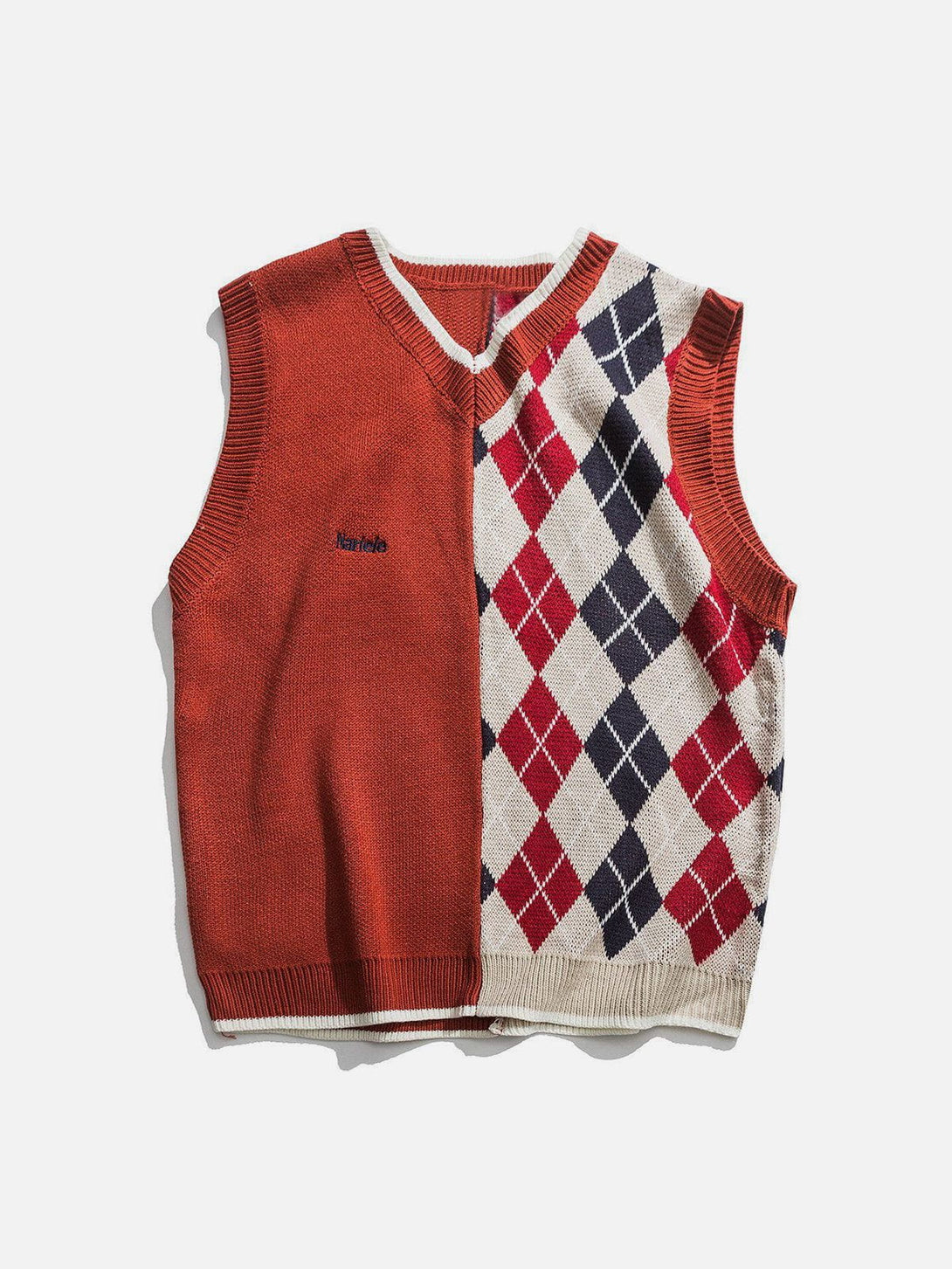 Ellesey - Stitching Diamond Pattern Sweater Vest-Streetwear Fashion - ellesey.com