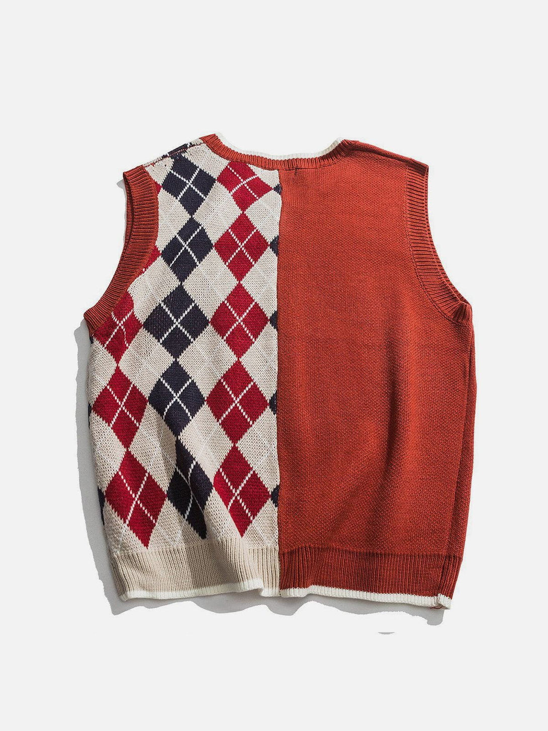 Ellesey - Stitching Diamond Pattern Sweater Vest-Streetwear Fashion - ellesey.com