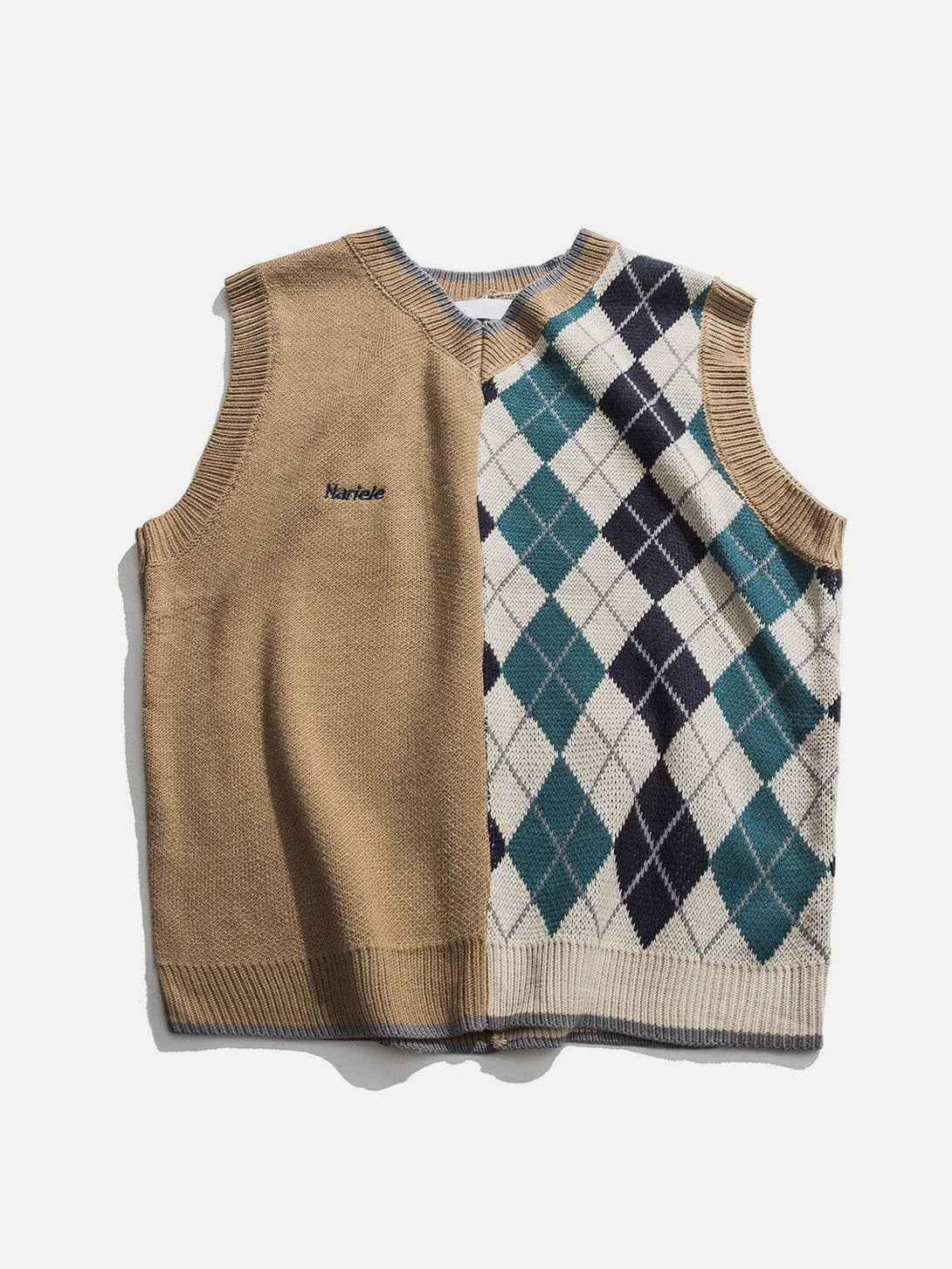 Ellesey - Stitching Diamond Pattern Sweater Vest-Streetwear Fashion - ellesey.com