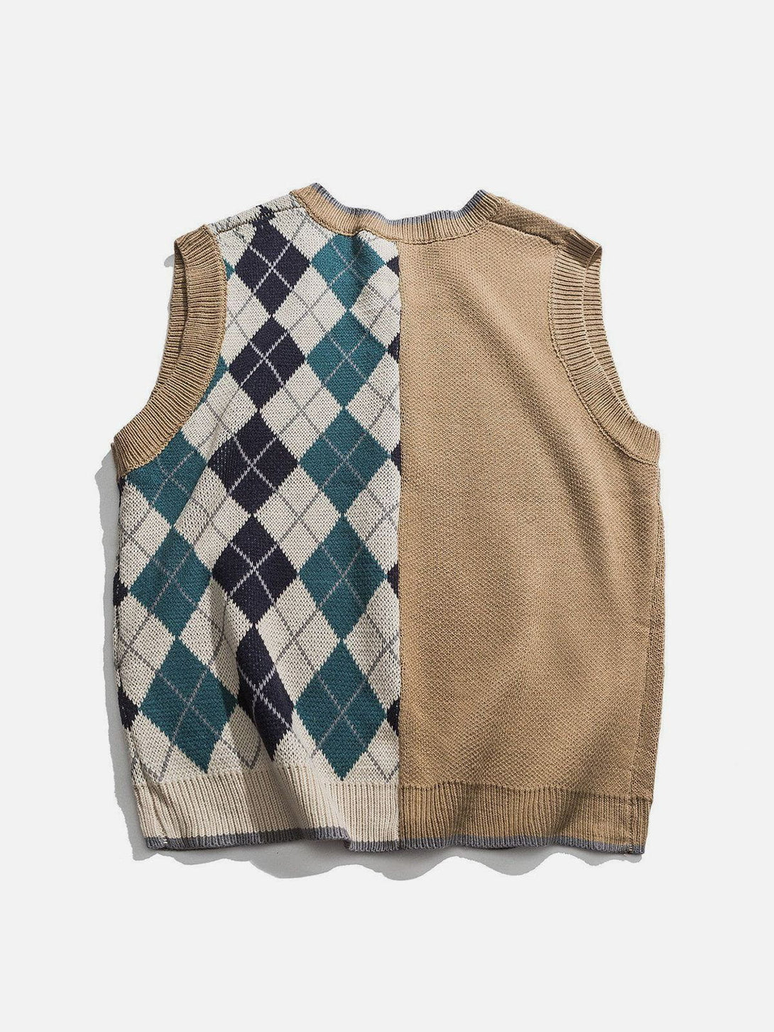 Ellesey - Stitching Diamond Pattern Sweater Vest-Streetwear Fashion - ellesey.com