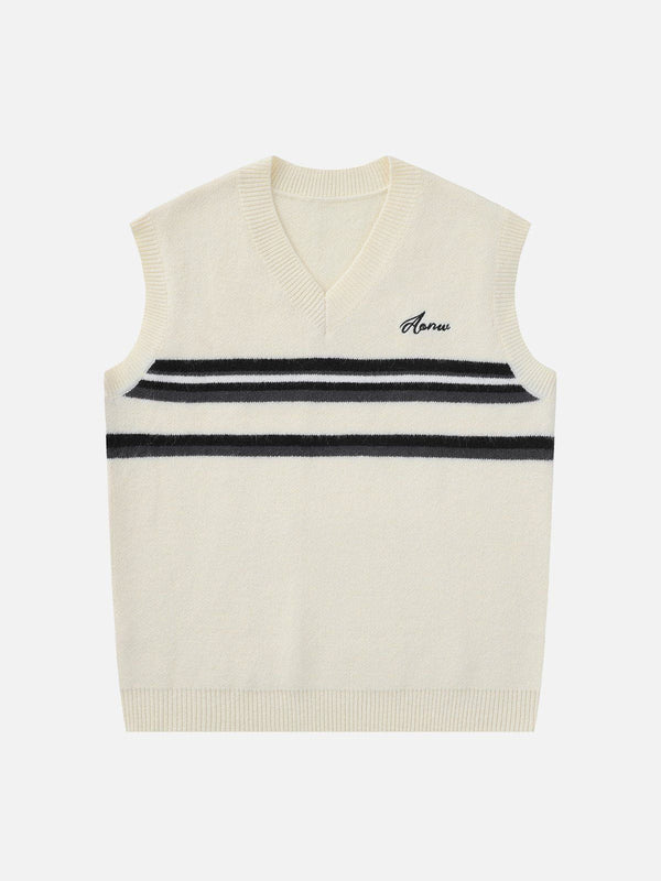 Ellesey - Striped Patchwork Sweater Vest-Streetwear Fashion - ellesey.com