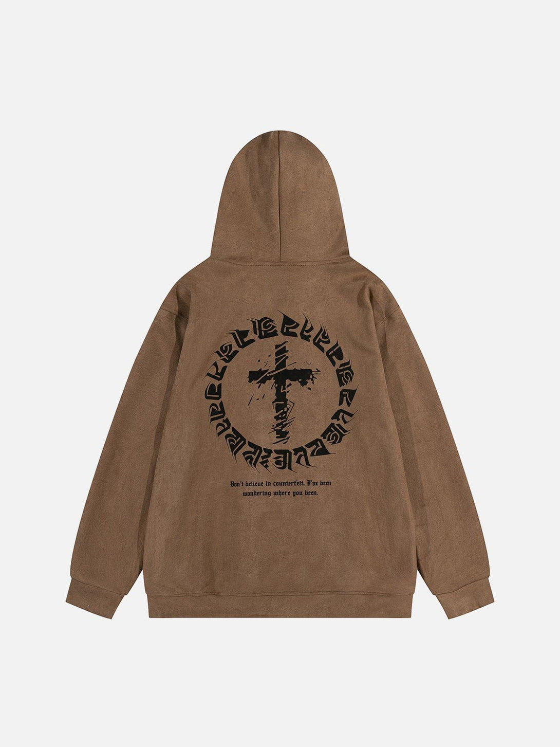 Ellesey - Suede Cross Print Hoodie- Streetwear Fashion - ellesey.com