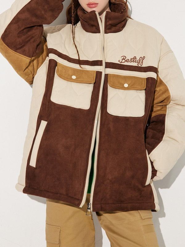 Ellesey - Suede Patchwork Winter Coat-Streetwear Fashion - ellesey.com