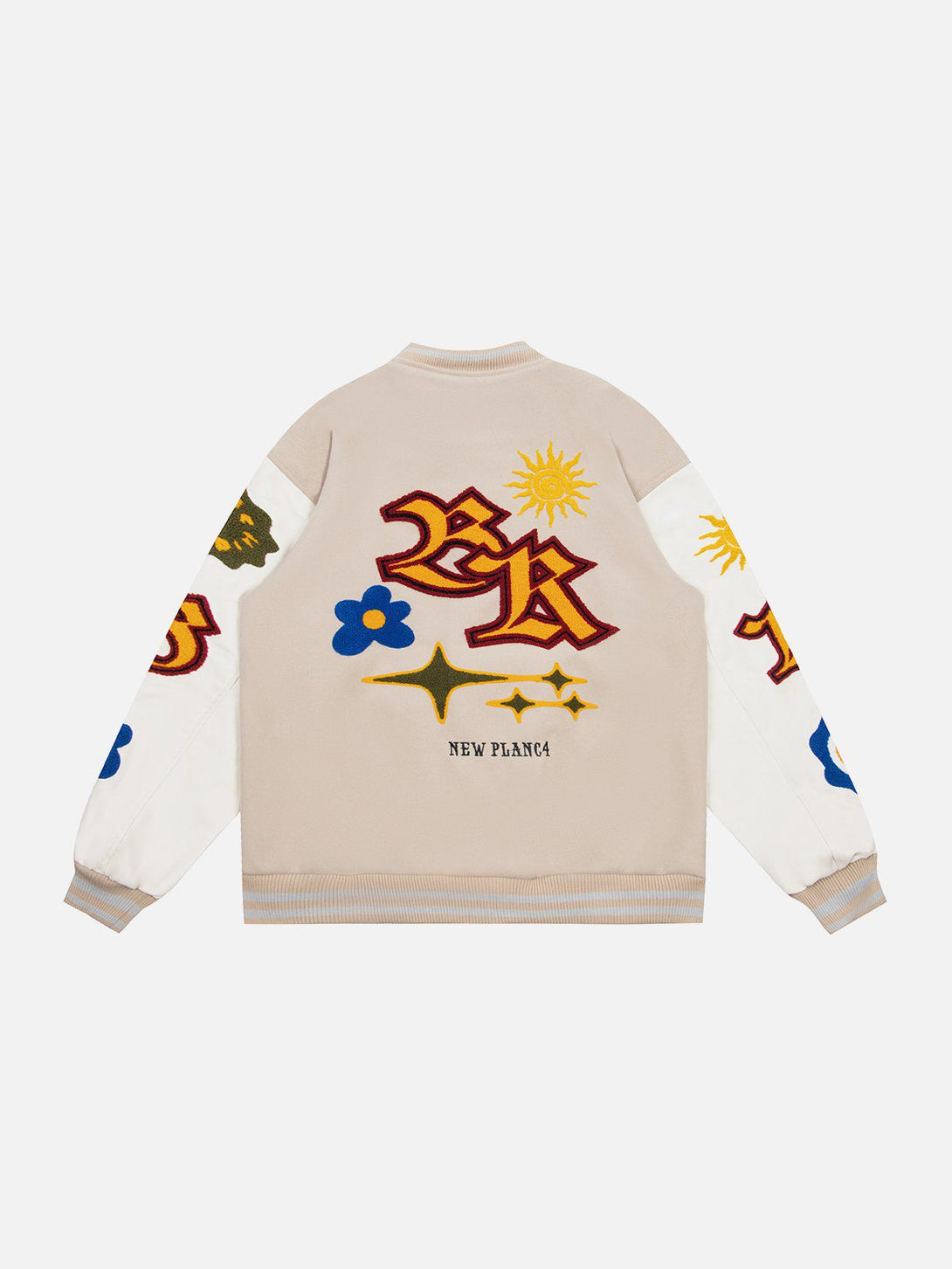 Ellesey - Sun Flowers Embroidery Varsity Jacket- Streetwear Fashion - ellesey.com