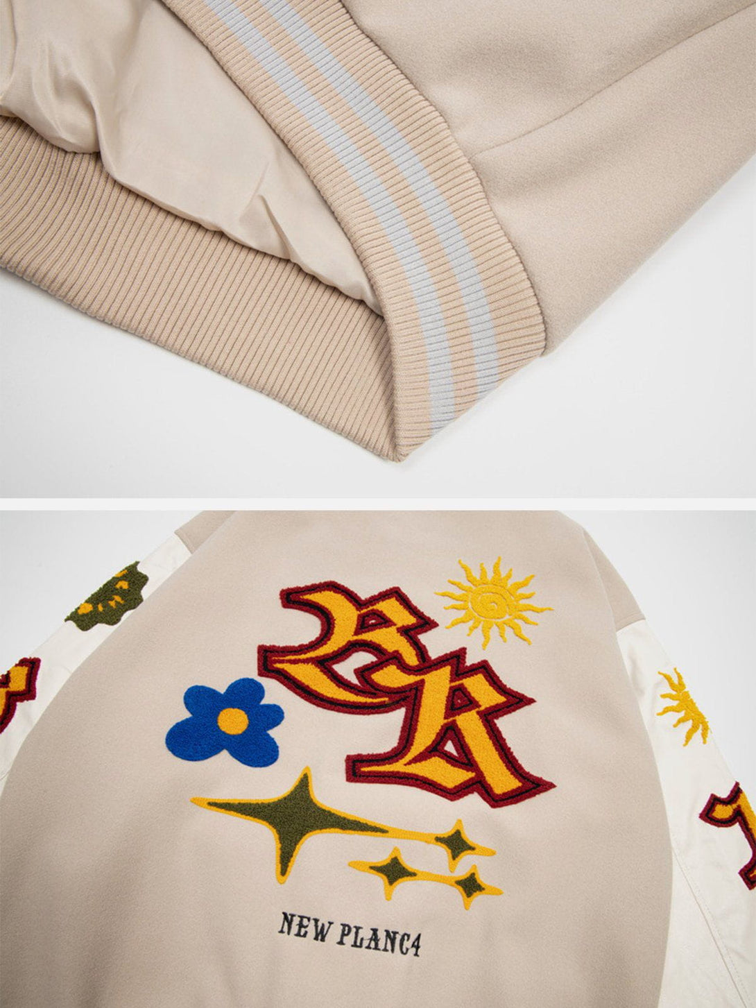 Ellesey - Sun Flowers Embroidery Varsity Jacket- Streetwear Fashion - ellesey.com