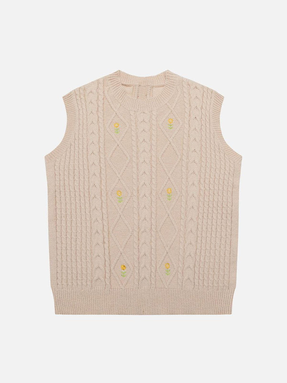 Ellesey - Sunflower Embroidered Sweater Vest-Streetwear Fashion - ellesey.com