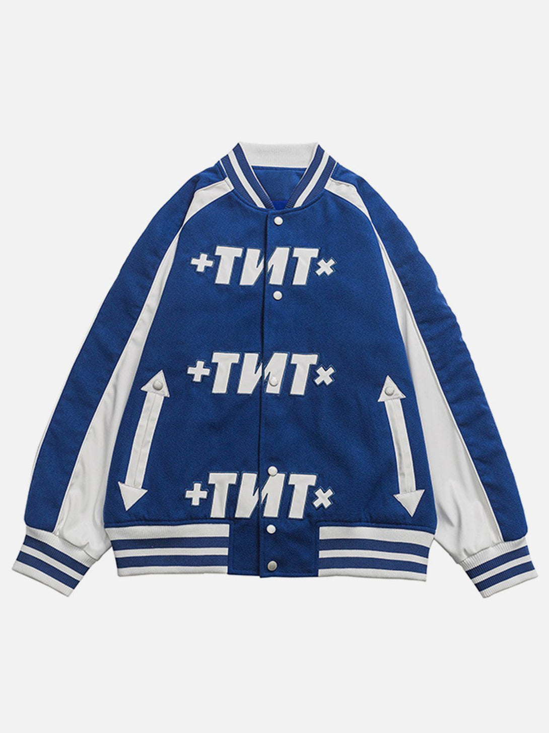 Ellesey - "TNT" Patchwork Print Varsity Jacket- Streetwear Fashion - ellesey.com