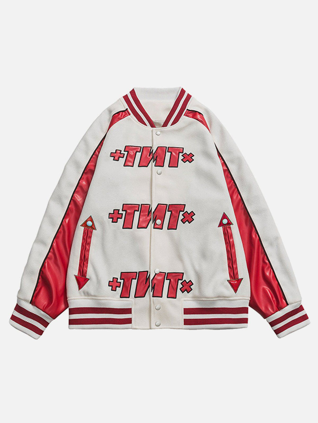 Ellesey - "TNT" Patchwork Print Varsity Jacket- Streetwear Fashion - ellesey.com