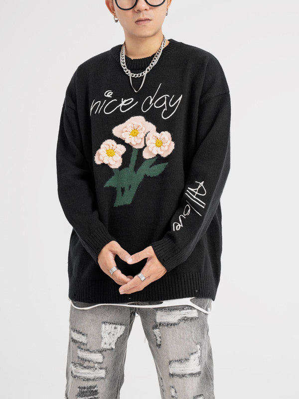 Ellesey - Three-Dimensional Flowers Sweater-Streetwear Fashion - ellesey.com