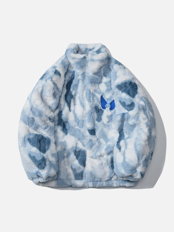 Ellesey - Tie Dye Angel Bunny Label Sherpa Coat-Streetwear Fashion - ellesey.com