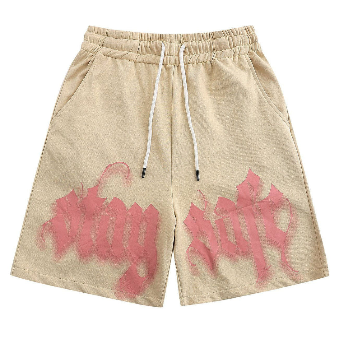 Ellesey - Tie Dye Letter Print Shorts- Streetwear Fashion - ellesey.com